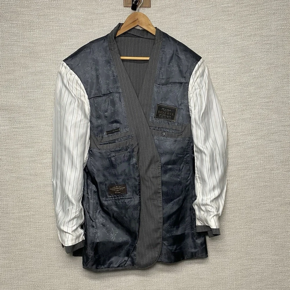 Jos A Bank Reserve Suit 2 Piece 46L (38x30) 2B2V VBC Tailored Fit Gray Stripe